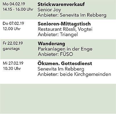 Seniorenkalender Februar 2019 rechts