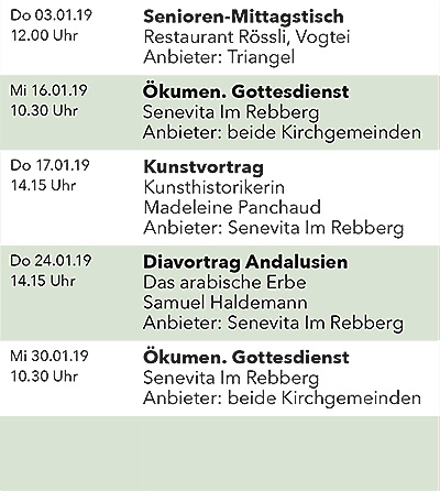 Seniorenkalender Januar 2019 rechts
