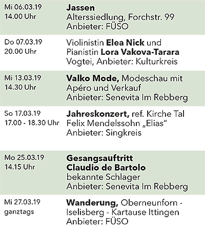 Seniorenkalender März 2019 links