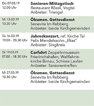 Seniorenkalender März 2019 rechts